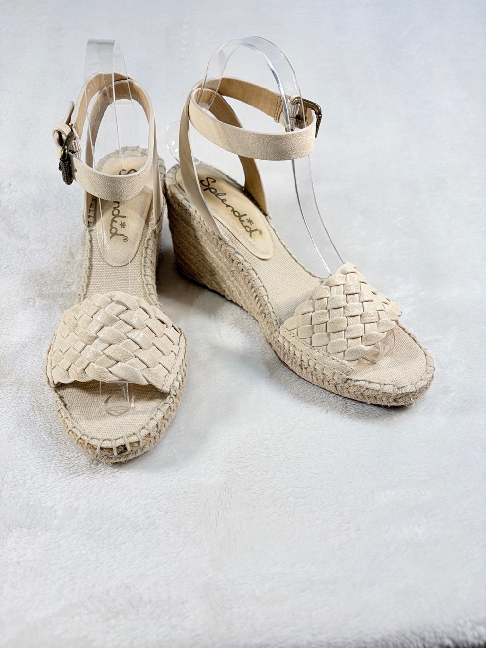 Anthropologie Splendid Tasman Cream Woven Leather Espadrille‎ Wedge